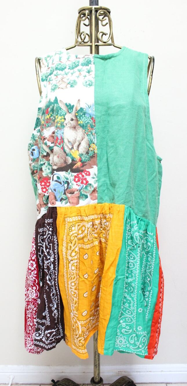 Psychic Outlaw Green Bunny Bandana Mixed Print Dress